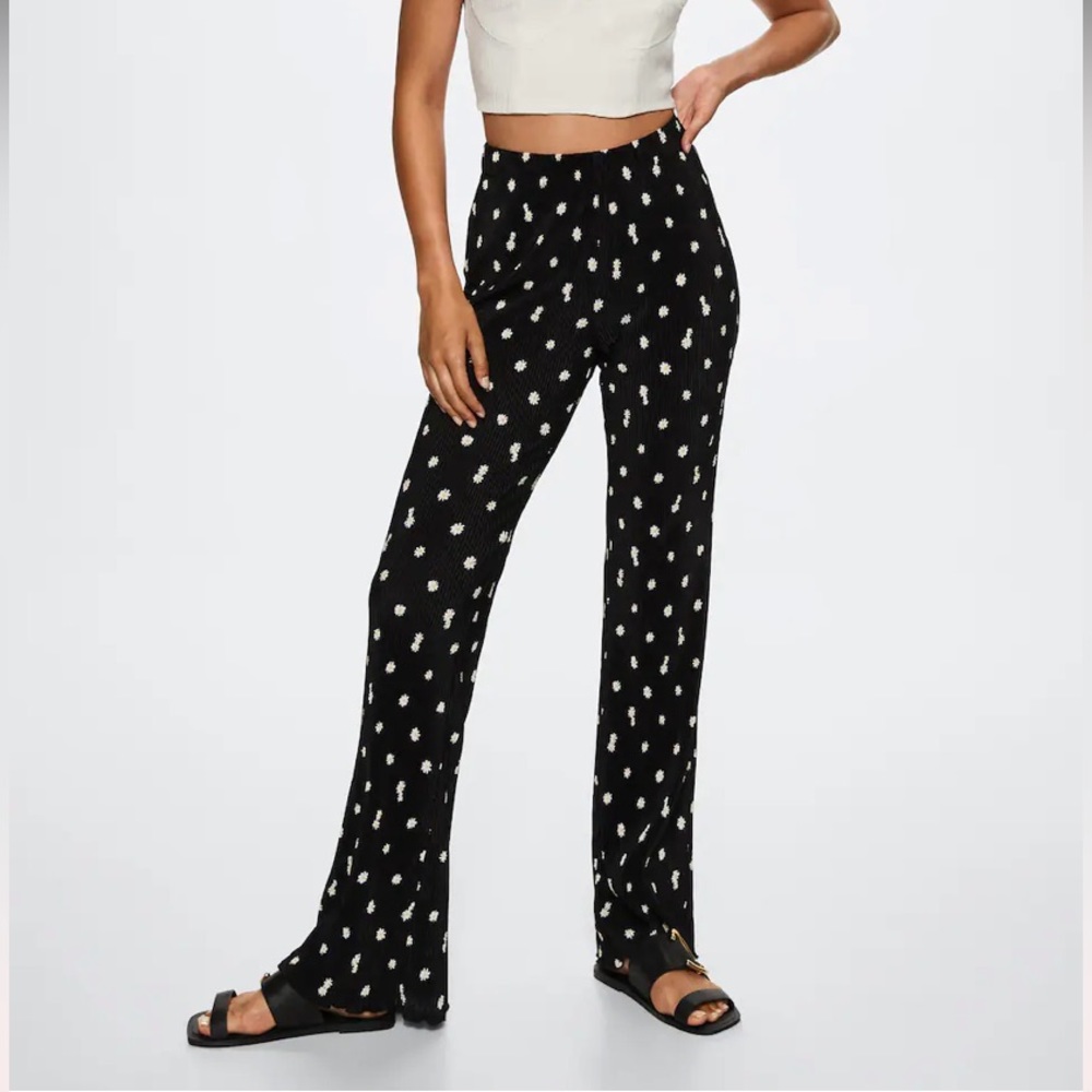 Mango Daisy Print Pleated Pants - New With Tags